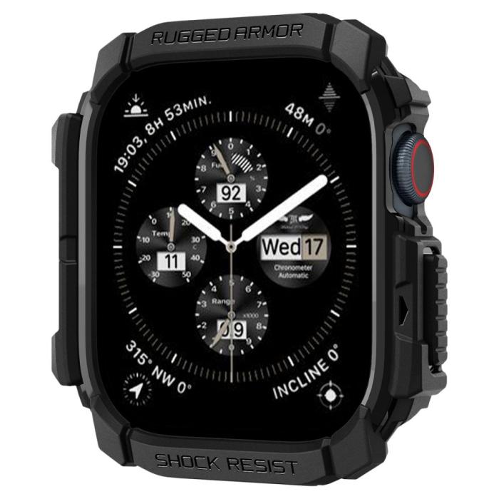 Bild 2, Spigen Spigen Apple Watch 11/10 42 mm Skal Rugged Armor Svart - Teknikhallen.se