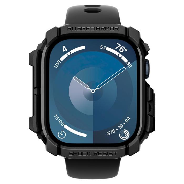 Bild 4, Spigen Spigen Apple Watch 11/10 42 mm Skal Rugged Armor Svart - Teknikhallen.se