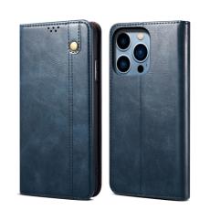  iPhone 14 Pro Fodral Flip Wax L&auml;der Bl&aring; - Teknikhallen.se