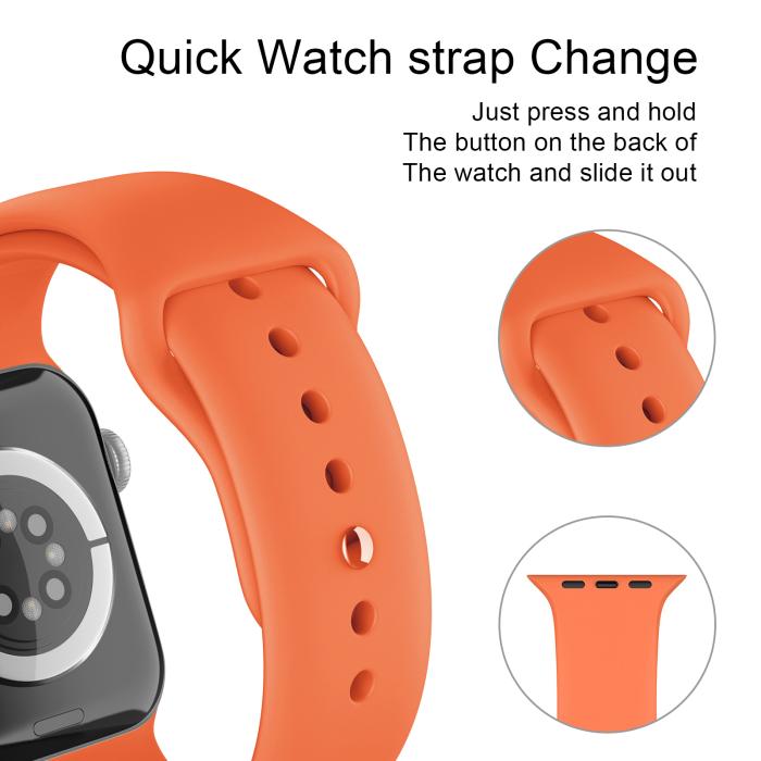 Bild 4, ColorPop Apple Watch 38/40/41/42 mm Silikon Armband (S/M) Orange - Teknikhallen.se