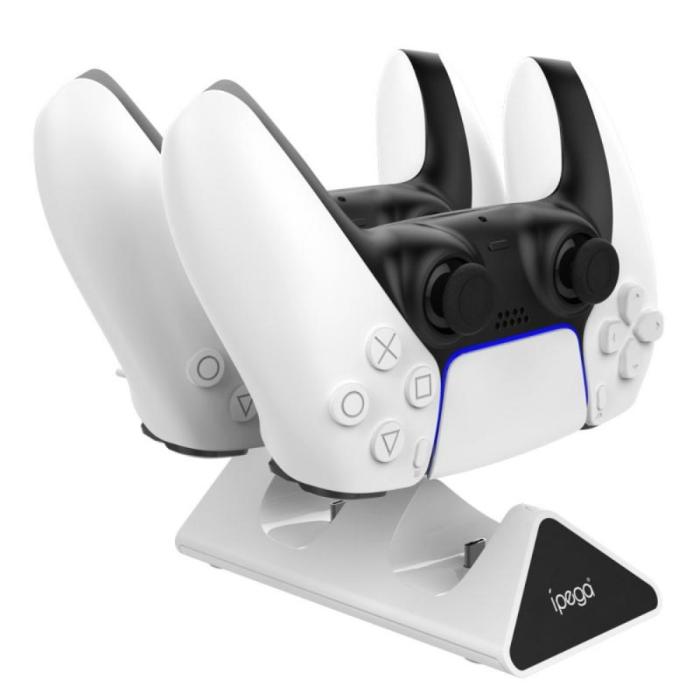Bild 2, iPega iPega Sony PS5 DualSense LED USB-C Snabbladdningsstation Vit - Teknikhallen.se