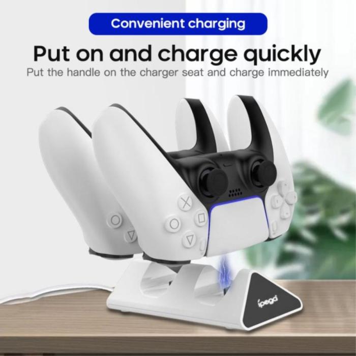 Bild 3, iPega iPega Sony PS5 DualSense LED USB-C Snabbladdningsstation Vit - Teknikhallen.se