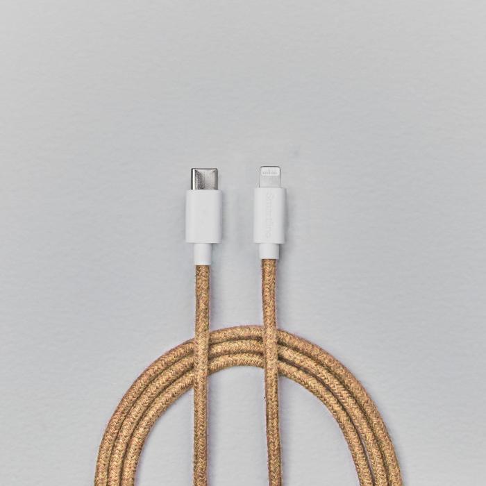 Bild 6, Smartline Smartline 2m USB-C - Lightning MFi Fuzzy Laddningskabel Sand - Teknikhallen.se