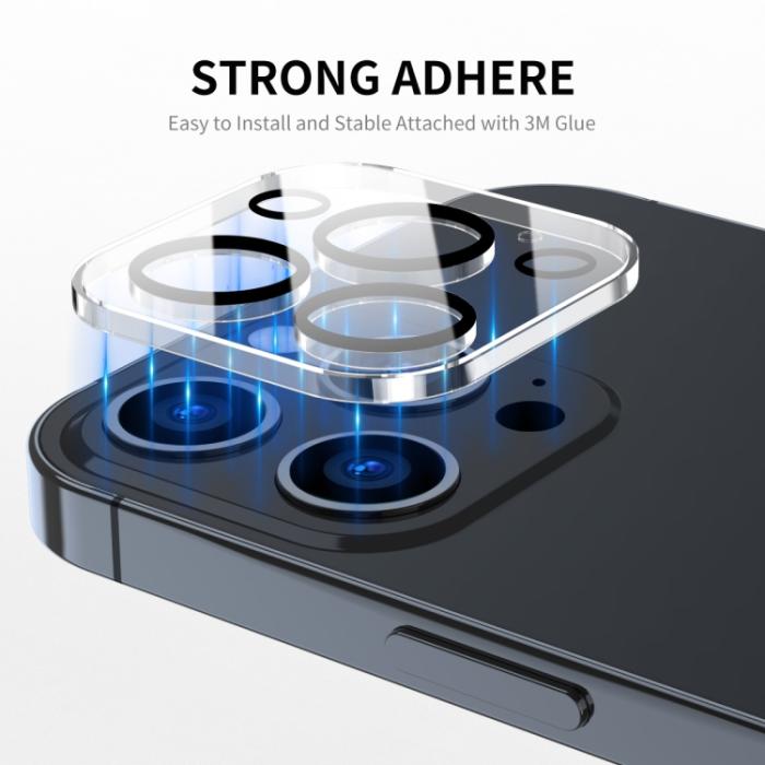 Bild 3, ENKAY ENKAY iPhone 15 Pro / 15 Pro Max 2-PACK Linsskydd BlackRing Härdat Glas - Teknikhallen.se
