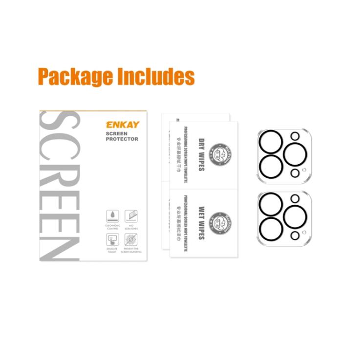 Bild 6, ENKAY ENKAY iPhone 15 Pro / 15 Pro Max 2-PACK Linsskydd BlackRing Härdat Glas - Teknikhallen.se