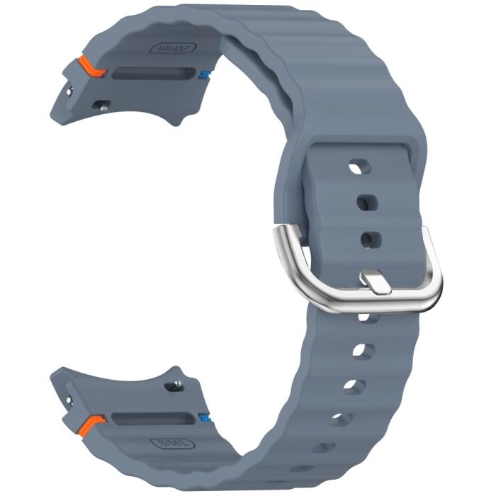 Bild 2,  Galaxy Watch 5/5 Pro/6/7/FE Armband Silikon Wave Design Blå - Teknikhallen.se
