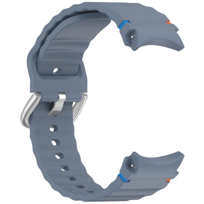 Bild 3,  Galaxy Watch 5/5 Pro/6/7/FE Armband Silikon Wave Design Blå - Teknikhallen.se