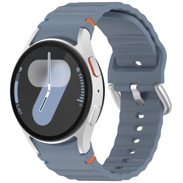 Bild 4,  Galaxy Watch 5/5 Pro/6/7/FE Armband Silikon Wave Design Blå - Teknikhallen.se