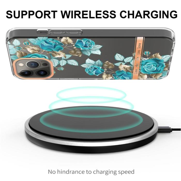 Bild 3,  iPhone 15 Pro Skal Med Tryck Blåa Rosor - Teknikhallen.se