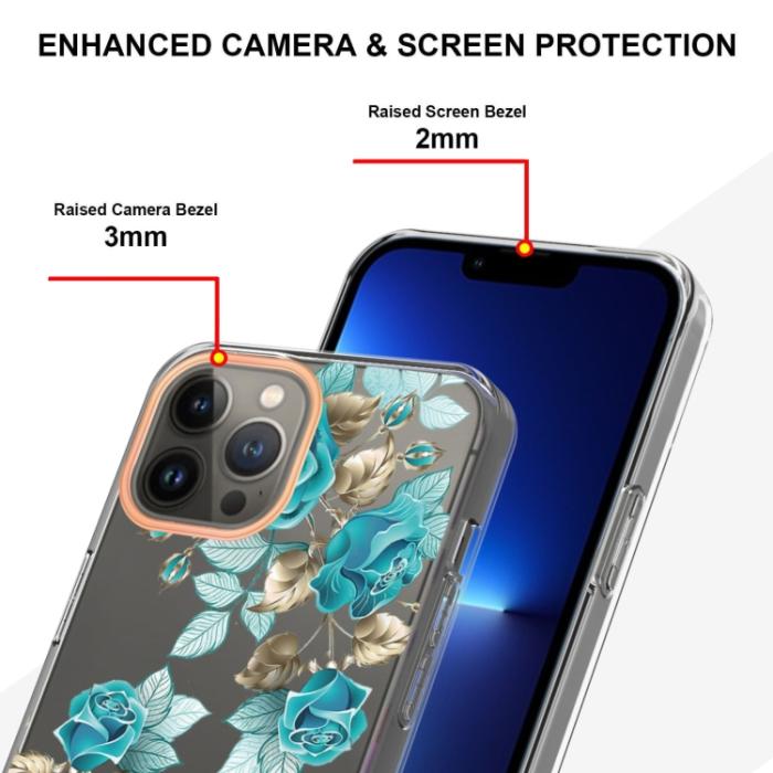Bild 4,  iPhone 15 Pro Skal Med Tryck Blåa Rosor - Teknikhallen.se