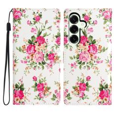  Samsung Galaxy A27 5G Fodral L&auml;der Blommor Rosa - Teknikhallen.se