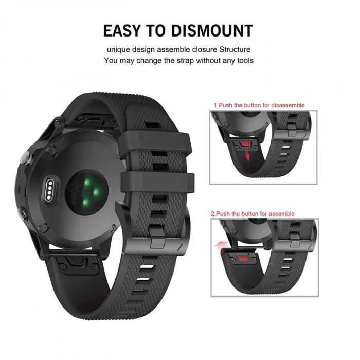 Bild 3, Tech-Protect Tech-Protect Garmin Fenix 26 mm Armband Smooth Svart - Teknikhallen.se