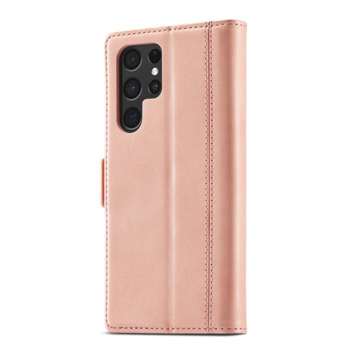 Bild 3, LC.IMEEKE LC.IMEEKE Samsung Galaxy S22 Ultra Fodral Läder Ljus Rosa - Teknikhallen.se