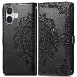  iPhone 16 Plus Fodral Mandala Läder Svart - Teknikhallen.se