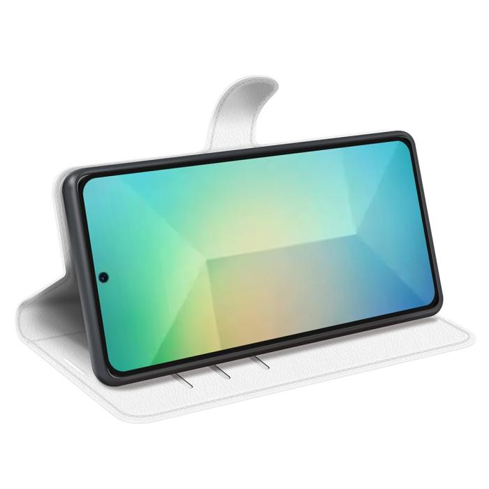 Bild 3,  Samsung Galaxy S25 Fodral Litchi Läder Vit - Teknikhallen.se