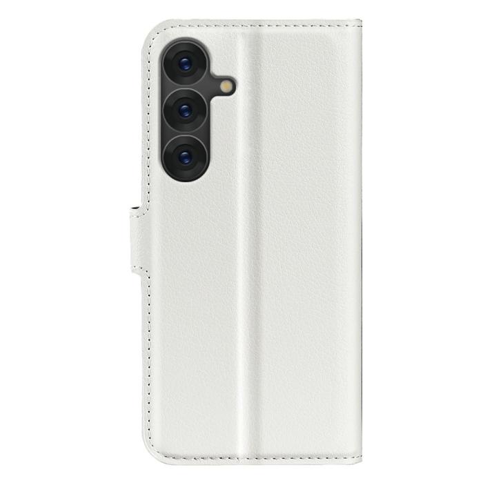 Bild 6,  Samsung Galaxy S25 Fodral Litchi Läder Vit - Teknikhallen.se