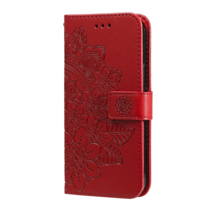 Bild 2,  Samsung Galaxy S21 FE Fodral Mandala Läder Röd - Teknikhallen.se