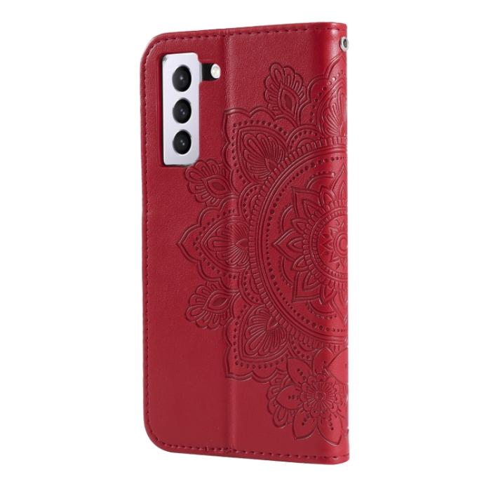 Bild 3,  Samsung Galaxy S21 FE Fodral Mandala Läder Röd - Teknikhallen.se