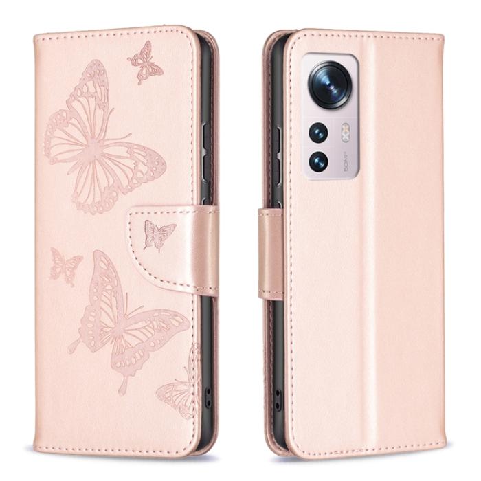 Bild 2,  Xiaomi 12 Fodral Tryck Butterfly Roséguld - Teknikhallen.se
