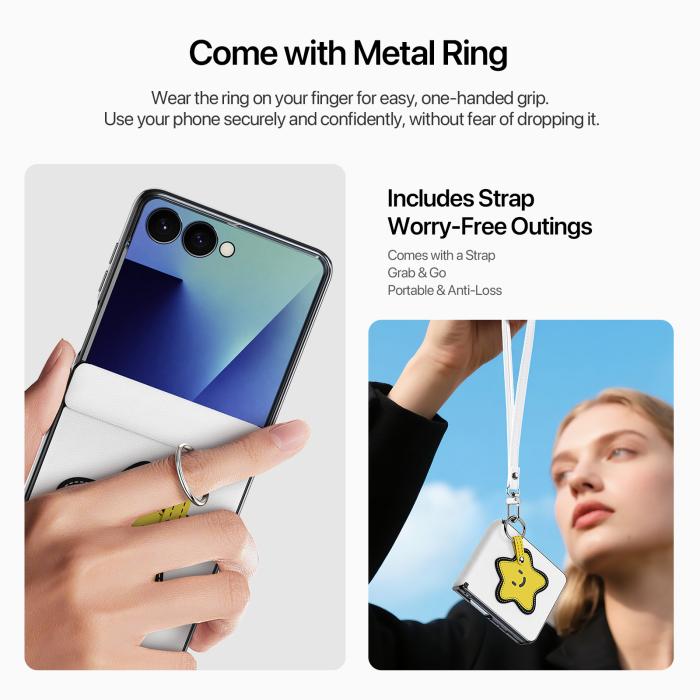Bild 4, DUX DUCIS DUX DUCIS Samsung Galaxy Z Flip 8 Skal PU-Läder Stjärna Vit - Teknikhallen.se