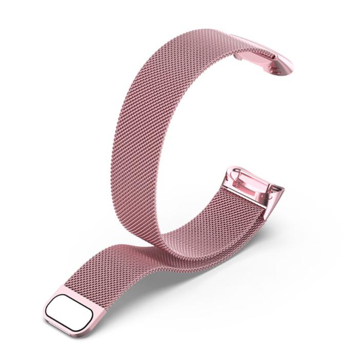Bild 2,  Fitbit Charge 6 / 5 Metall Armband Milanese Loop Rosa - Teknikhallen.se