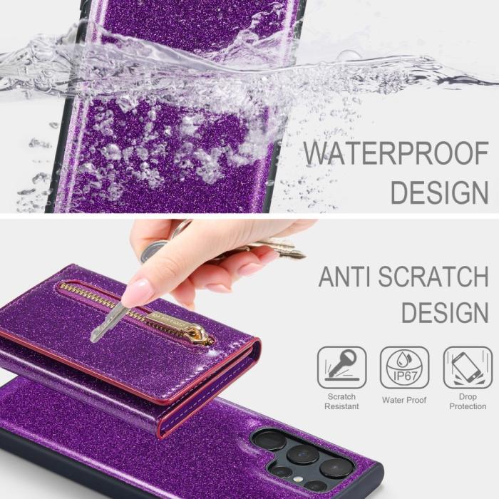 Bild 6, DG.MING DG.MING Galaxy S24 Ultra Skal Magnetisk Plånbok Glitter Lila - Teknikhallen.se