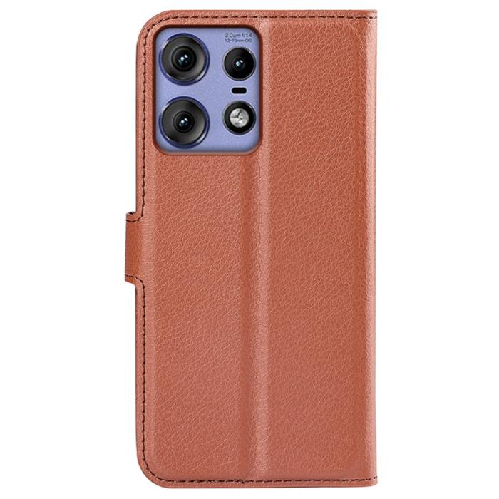 Bild 6,  Motorola Edge 50 Pro 5G Litchi Läder Fodral Brun - Teknikhallen.se