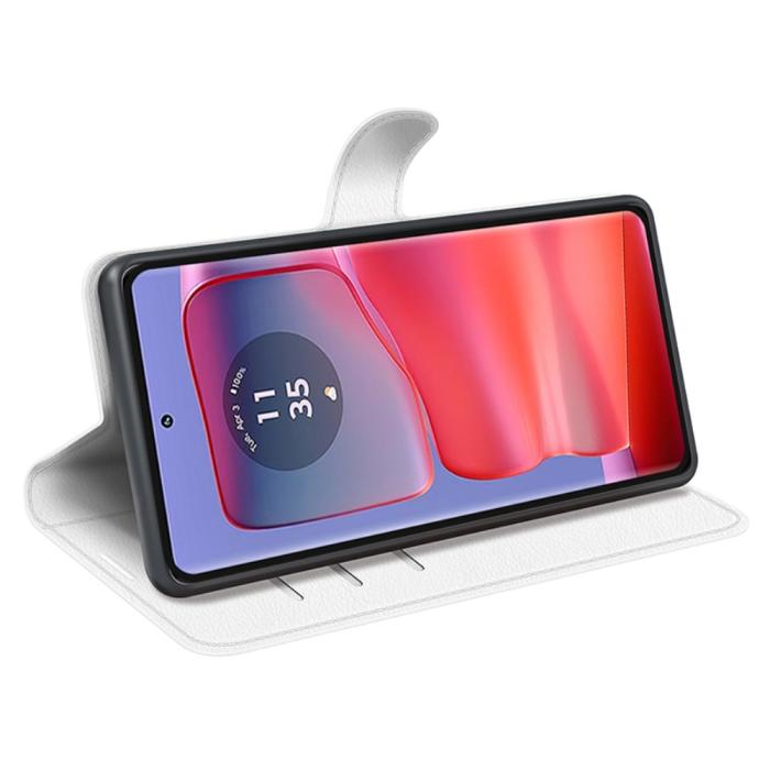 Bild 3,  Motorola Edge 50 Pro 5G Litchi Läder Fodral Vit - Teknikhallen.se