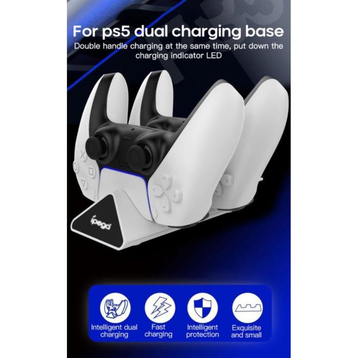 Bild 5, iPega iPega Sony PS5 DualSense LED USB-C Snabbladdningsstation Vit - Teknikhallen.se