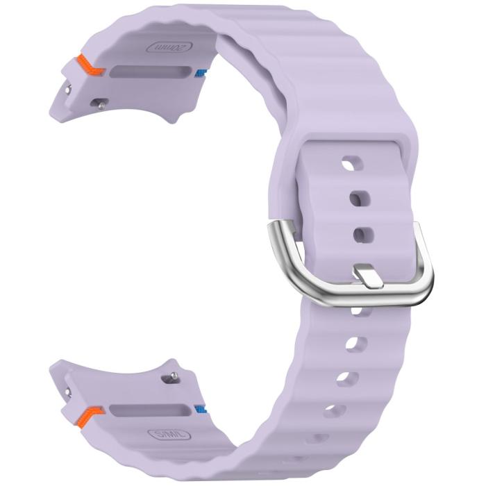 Bild 2,  Galaxy Watch 5/5 Pro/6/7/FE Armband Silikon Wave Design Lila - Teknikhallen.se