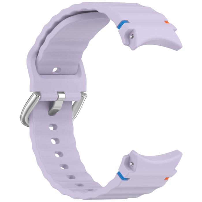 Bild 3,  Galaxy Watch 5/5 Pro/6/7/FE Armband Silikon Wave Design Lila - Teknikhallen.se