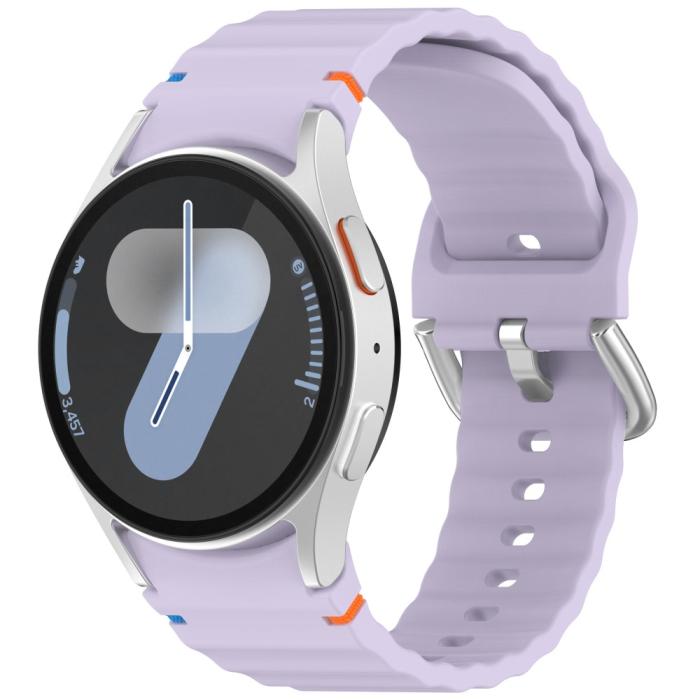 Bild 4,  Galaxy Watch 5/5 Pro/6/7/FE Armband Silikon Wave Design Lila - Teknikhallen.se