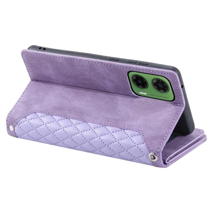 Bild 4,  Motorola Moto G35 5G Plånboksfodral Rhombus Läder Lila - Teknikhallen.se