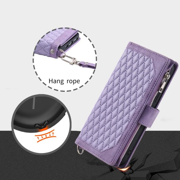 Bild 5,  Motorola Moto G35 5G Plånboksfodral Rhombus Läder Lila - Teknikhallen.se