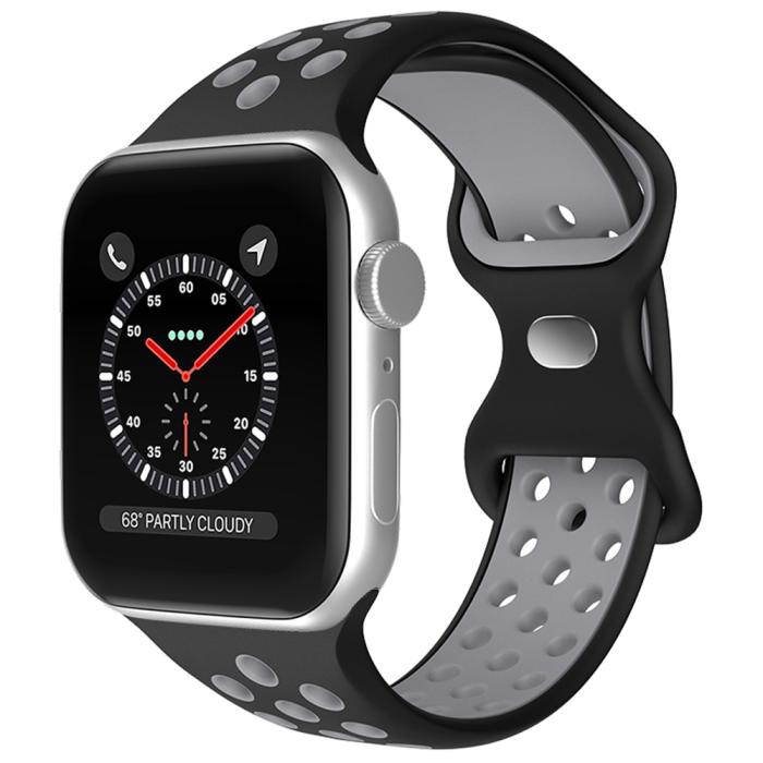 Bild 2, ColorPop Sportarmband Dual-Color Apple Watch 42/44/45/46/49 mm (M/L) Svart/Grå - Teknikhallen.se