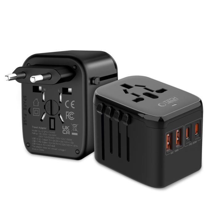 Bild 2, Tech-Protect Tech-Protect Reseadapter EU / UK / US / AU Svart - Teknikhallen.se