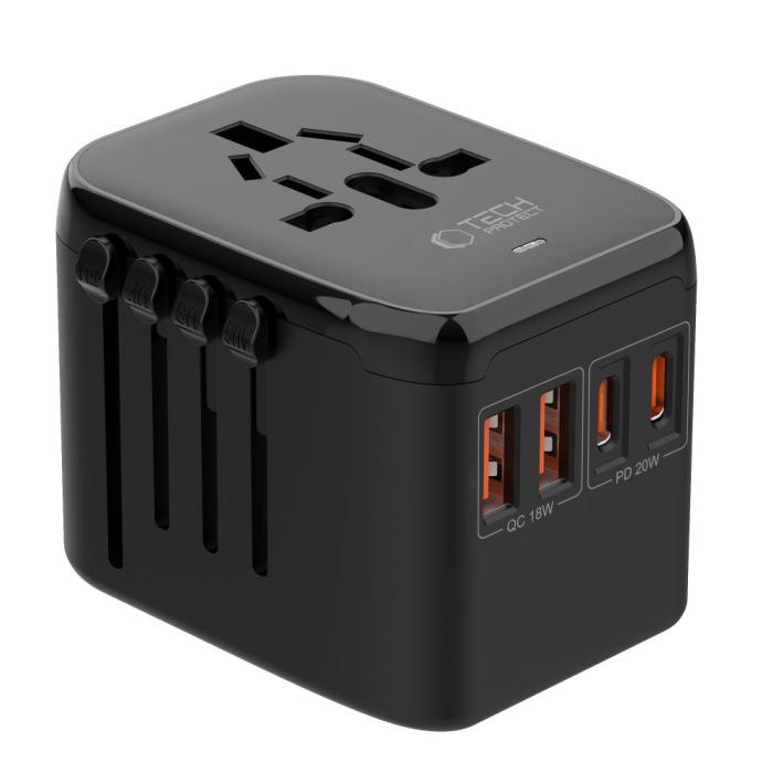 Bild 3, Tech-Protect Tech-Protect Reseadapter EU / UK / US / AU Svart - Teknikhallen.se