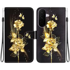  Samsung Galaxy A27 5G Fodral L&auml;der Blommor Guld - Teknikhallen.se