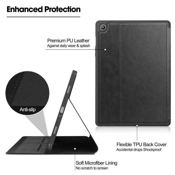 Bild 4,  Galaxy Tab S9 FE Fodral Business Läder Pennhållare Svart - Teknikhallen.se