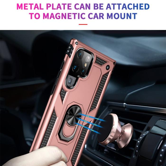 Bild 5,  Samsung Galaxy S22 Ultra Skal Hybrid Ring Roséguld - Teknikhallen.se