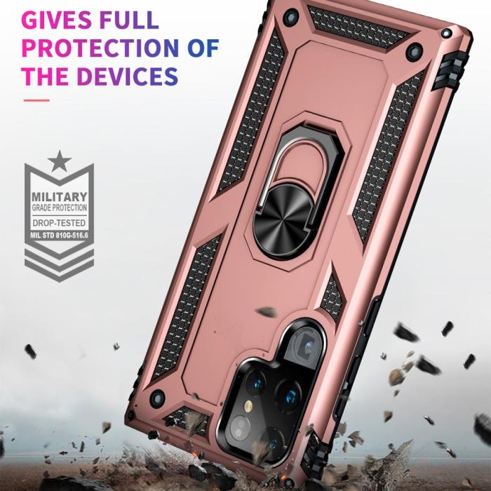 Bild 6,  Samsung Galaxy S22 Ultra Skal Hybrid Ring Roséguld - Teknikhallen.se
