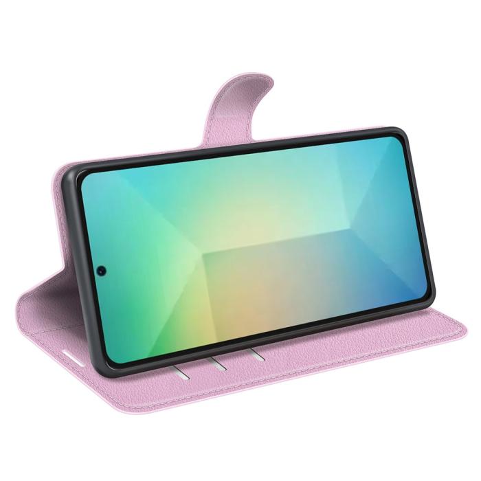 Bild 3,  Samsung Galaxy S25 Fodral Litchi Läder Ljus Rosa - Teknikhallen.se