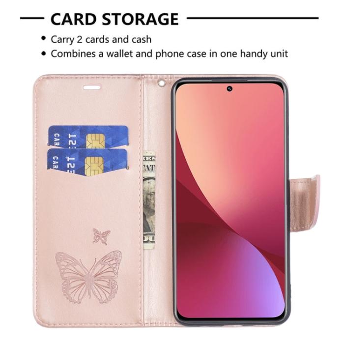 Bild 4,  Xiaomi 12 Fodral Tryck Butterfly Roséguld - Teknikhallen.se