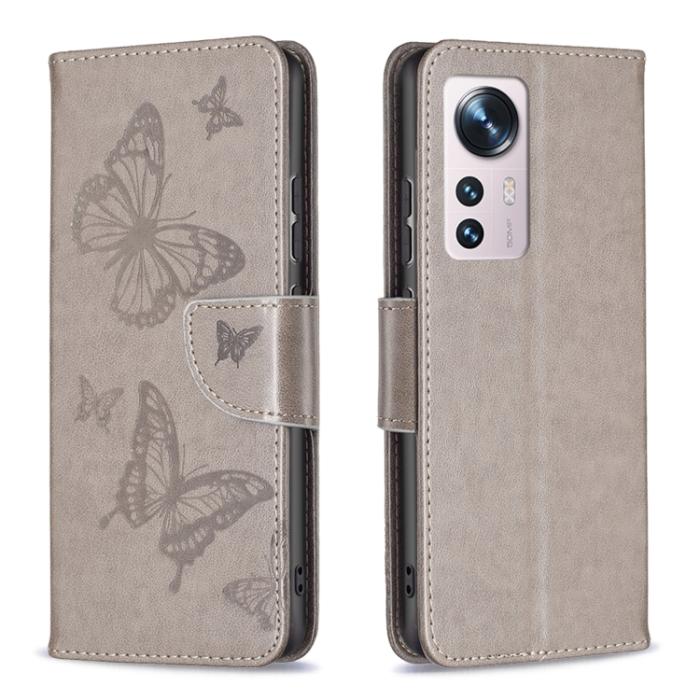 Bild 2,  Xiaomi 12 Fodral Tryck Butterfly Grå - Teknikhallen.se