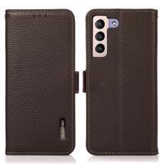 KHAZNEH KHAZNEH Galaxy S23 Plus Fodral Litchi &Auml;kta L&auml;der Brun - Teknikhallen.se