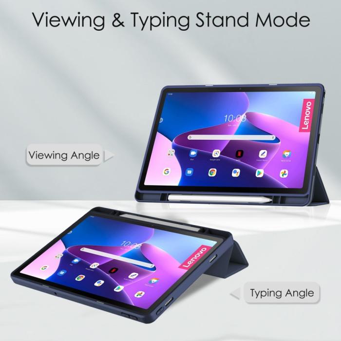 Bild 2,  Lenovo Tab M10 Plus Gen 3 Fodral Tri-Fold Hybrid Mörk Blå - Teknikhallen.se
