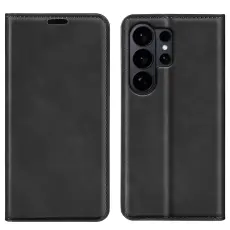  Samsung Galaxy S26 Ultra Fodral Flip Skin Touch L&auml;der Svart - Teknikhallen.se