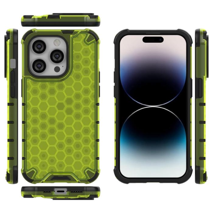 Bild 4,  iPhone 15 Pro Max Skal Honeycomb Shockproof Grön - Teknikhallen.se