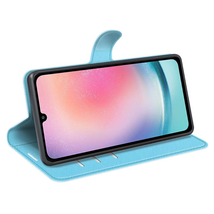Bild 3,  Samsung Galaxy A25 5G Fodral Litchi Läder Ljus Blå - Teknikhallen.se