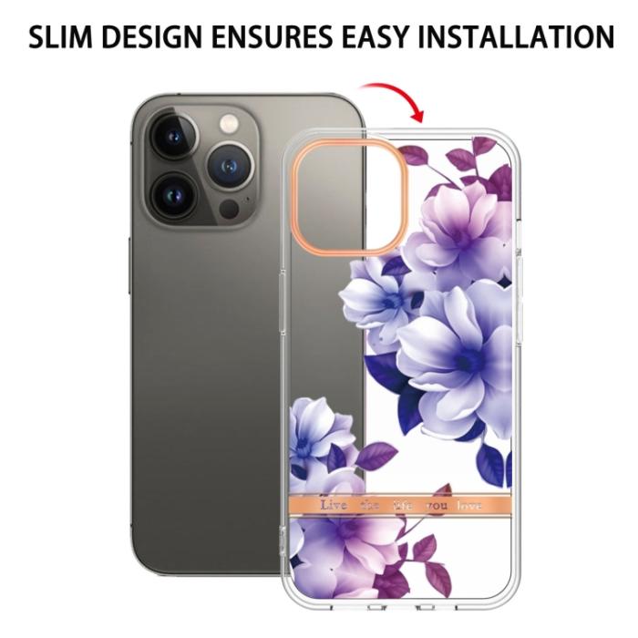 Bild 2,  iPhone 15 Pro Skal Med Tryck Lila Begonia - Teknikhallen.se